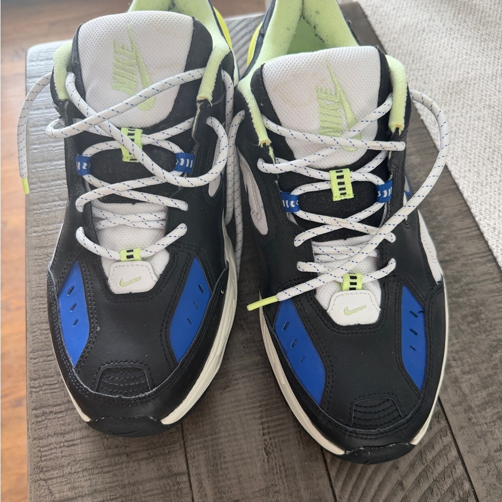 Nike Kids Black and Blue Sneakers with Neon Accents